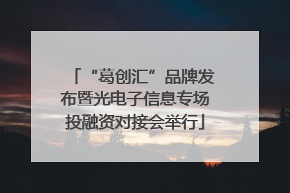 “葛创汇”品牌发布暨光电子信息专场投融资对接会举行
