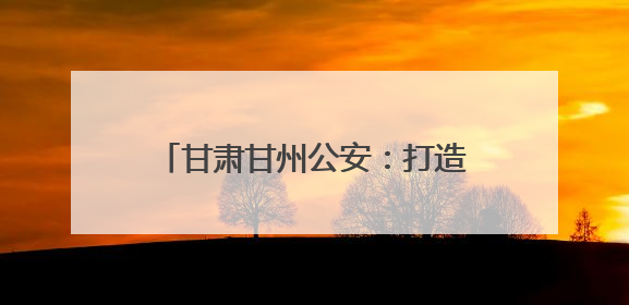 甘肃甘州公安：打造智能警务前沿哨 搭建便民服务“连心桥”