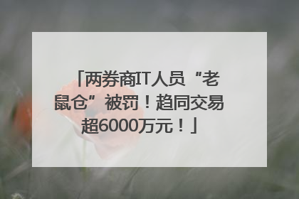 两券商IT人员“老鼠仓”被罚！趋同交易超6000万元！