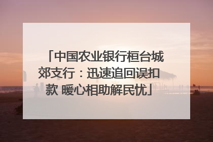 中国农业银行桓台城郊支行：迅速追回误扣款 暖心相助解民忧