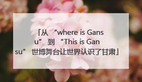 从 “where is Gansu” 到 “This is Gansu” 世博舞台让世界认识了甘肃