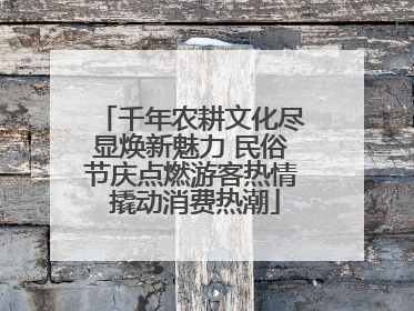 千年农耕文化尽显焕新魅力 民俗节庆点燃游客热情 撬动消费热潮