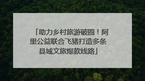助力乡村旅游破圈！阿里公益联合飞猪打造多条县域文旅爆款线路