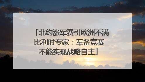 北约涨军费引欧洲不满 比利时专家：军备竞赛不能实现战略自主