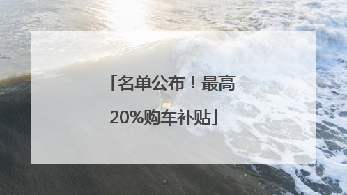 名单公布！最高20%购车补贴