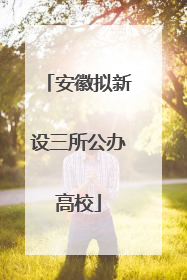 安徽拟新设三所公办高校