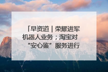 早资道｜荣耀进军机器人业务；淘宝对“安心鉴”服务进行逐步下线调整