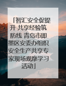 智汇安全促提升 共享经验筑防线 青岛市即墨区安委办组织安全生产共享专家现场观摩学习活动