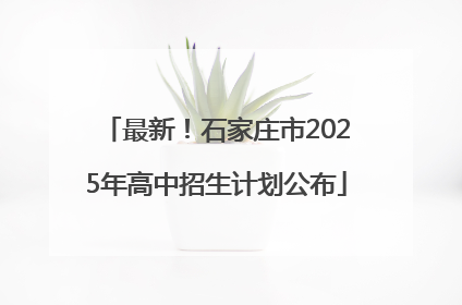 最新！石家庄市2025年高中招生计划公布