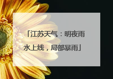 江苏天气：明夜雨水上线，局部暴雨