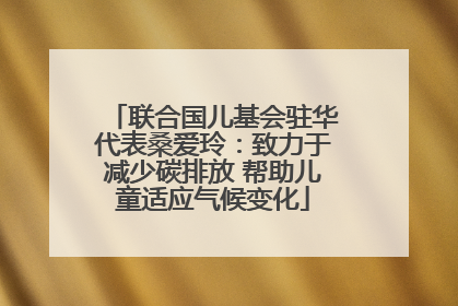 联合国儿基会驻华代表桑爱玲：致力于减少碳排放 帮助儿童适应气候变化