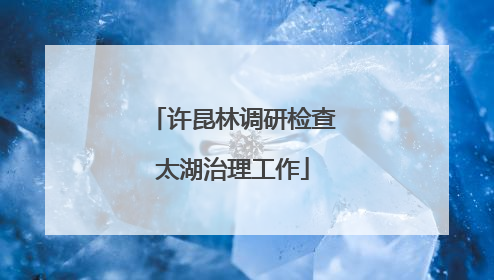许昆林调研检查太湖治理工作