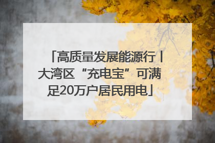 高质量发展能源行丨大湾区“充电宝”可满足20万户居民用电