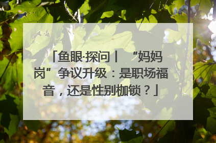 鱼眼·探问丨 “妈妈岗”争议升级：是职场福音，还是性别枷锁？