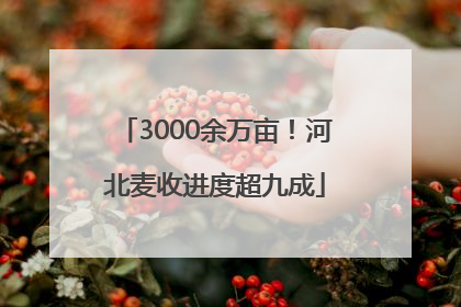 3000余万亩！河北麦收进度超九成